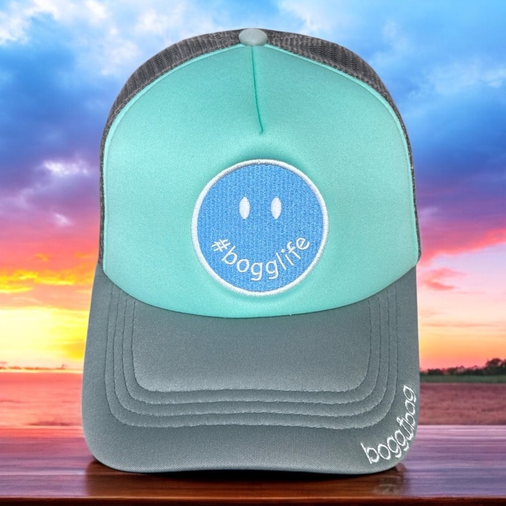 #Bogglife Bogg Bag Gray Green White Embroidered Mesh Snapback Trucker Hat Cap OS
